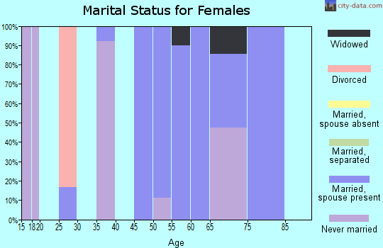 Zip code 68381 marital status for females