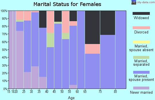 Zip code 72863 marital status for females