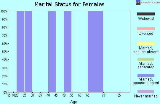 Zip code 76041 marital status for females