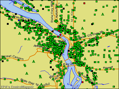 Portland, Oregon environmental map by EPA