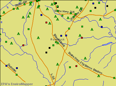 Roebuck, South Carolina environmental map by EPA