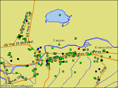 Casper, Wyoming environmental map by EPA