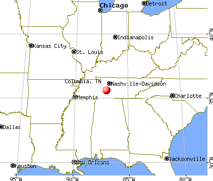Columbia, Tennessee map