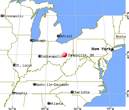 Zanesville, Ohio map