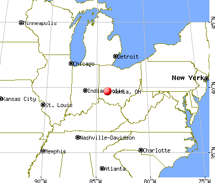 Xenia, Ohio map