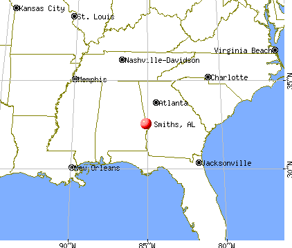 Smiths, Alabama map