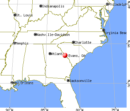 Evans, Georgia map