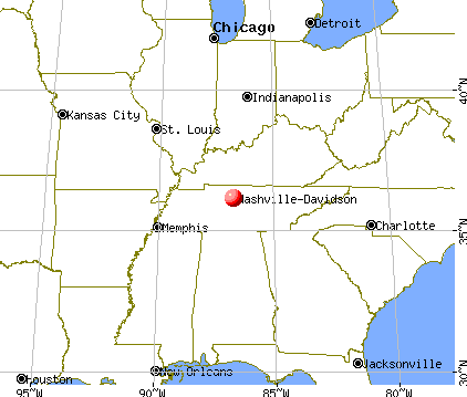 Nashville-Davidson, Tennessee map