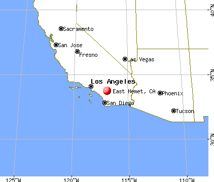 East Hemet, California map