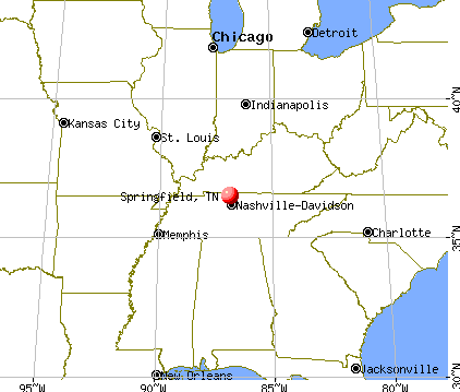 Springfield, Tennessee map