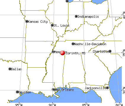 Corinth, Mississippi map
