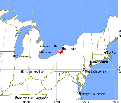 Map of Dunkirk, NY, New York