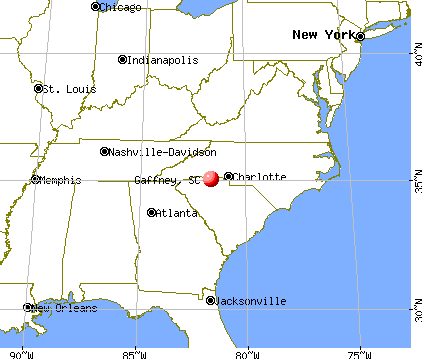 Gaffney, South Carolina map