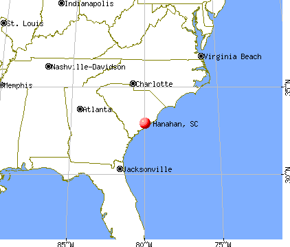 Hanahan, South Carolina map