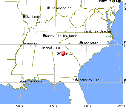 Monroe, Georgia map