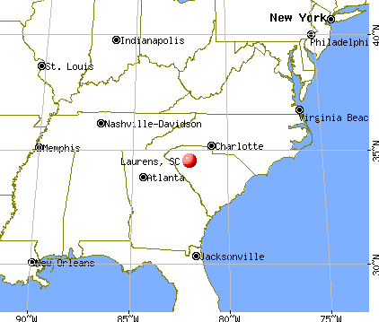 Laurens, South Carolina map