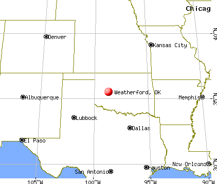 Weatherford, Oklahoma map