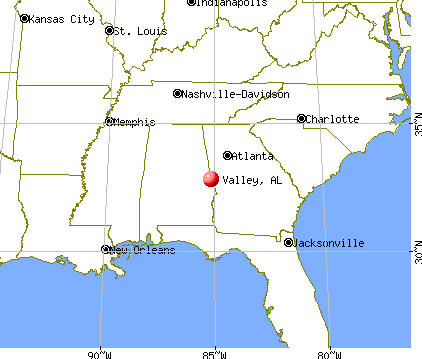 Valley, Alabama map