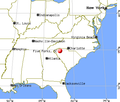 Five Forks, South Carolina map