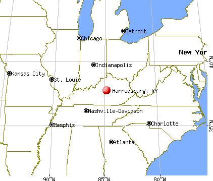 Harrodsburg, Kentucky map