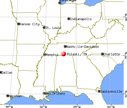 Pulaski, Tennessee map