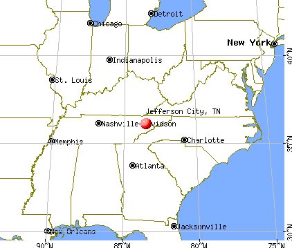 Jefferson City, Tennessee map