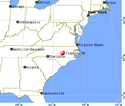 Clayton, North Carolina map
