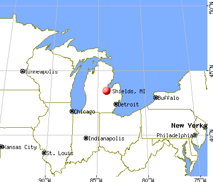 Shields, Michigan map