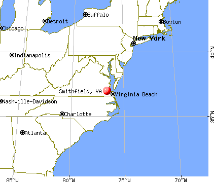 Smithfield, Virginia map