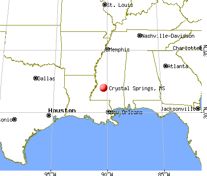 Crystal Springs, Mississippi map