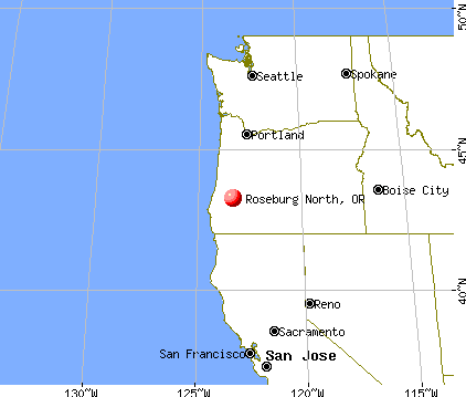 Roseburg North, Oregon map