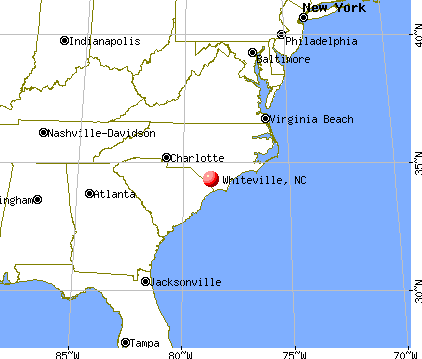 Whiteville, North Carolina map