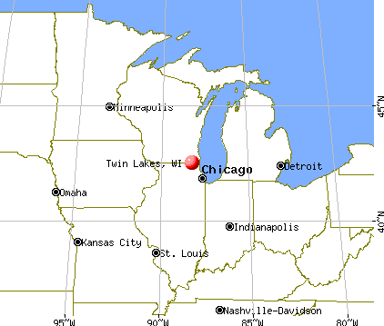 Twin Lakes, Wisconsin map