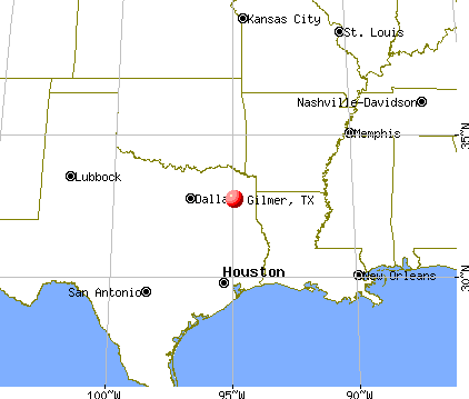Gilmer, Texas map