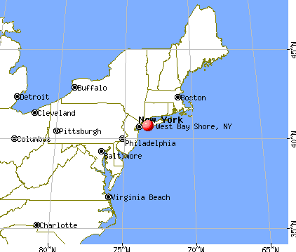 West Bay Shore, New York map