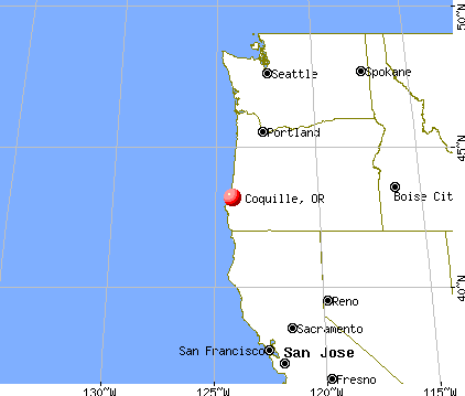Coquille, Oregon map