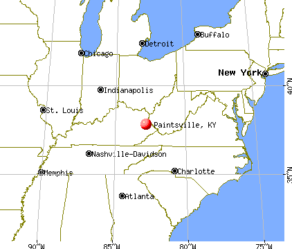 Paintsville, Kentucky map