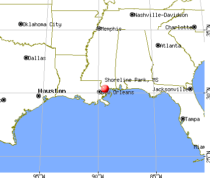Shoreline Park, Mississippi map