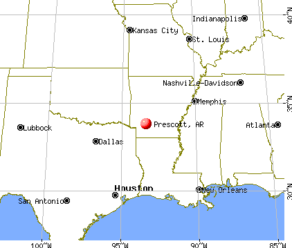 Prescott, Arkansas map