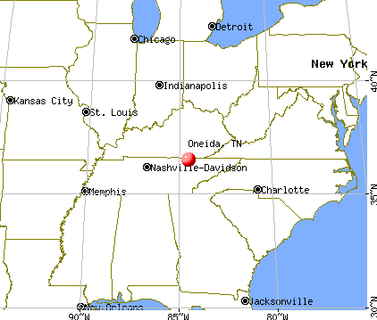 Oneida, Tennessee map
