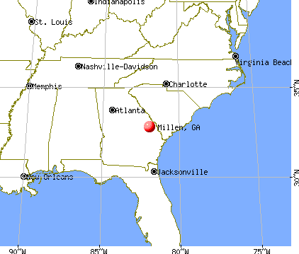 Millen, Georgia map