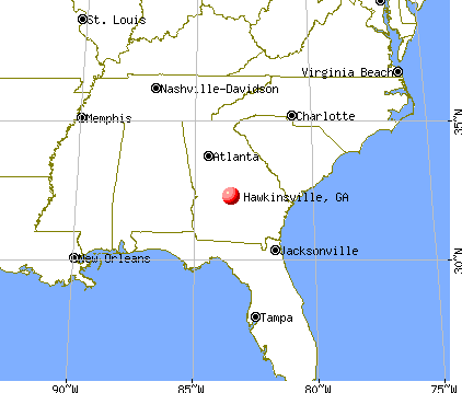 Hawkinsville, Georgia map