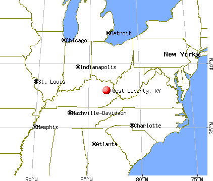 West Liberty, Kentucky map