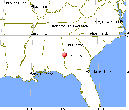 Ladonia, Alabama map