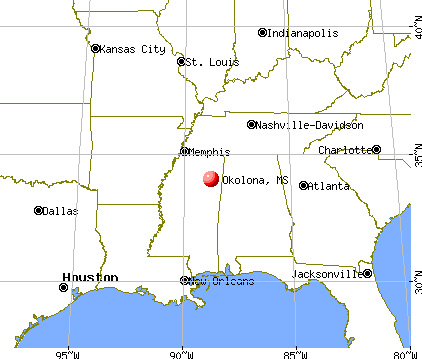 Okolona, Mississippi map