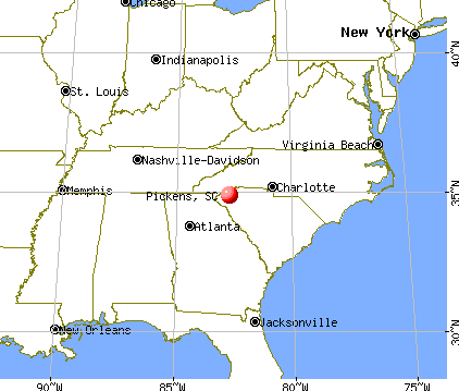 Pickens, South Carolina map