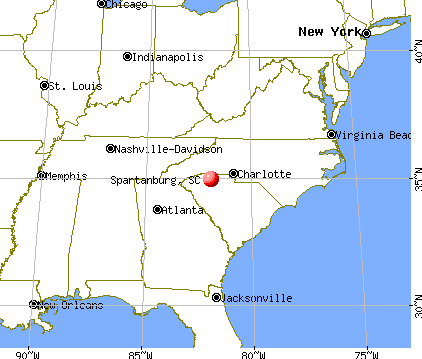 Spartanburg, South Carolina map