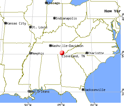 Cleveland, Tennessee map