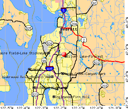 Seattle Hill-Silver Firs, WA map