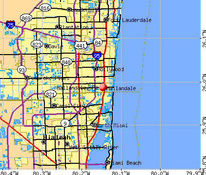 Hallandale, FL map